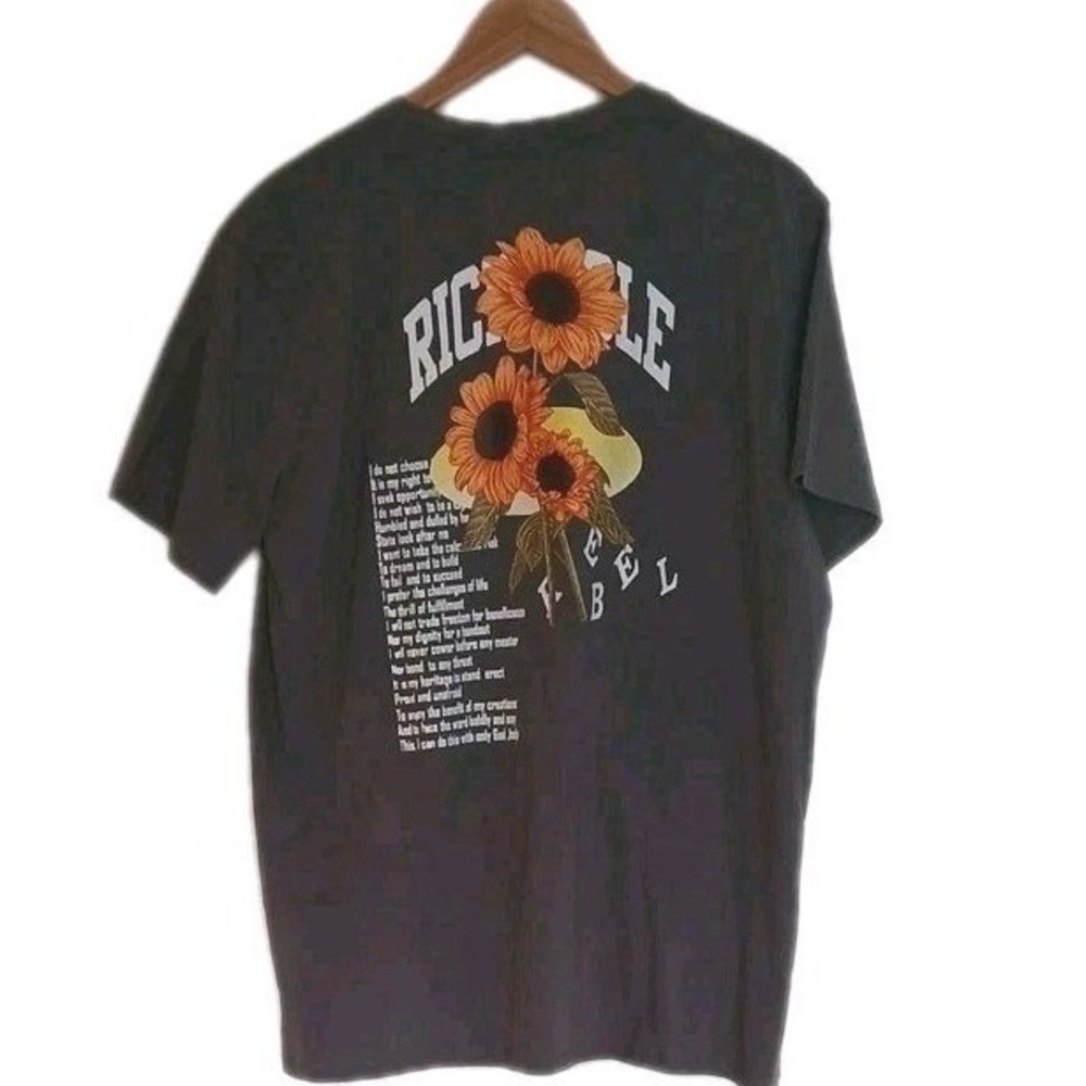 Men's Sunflower Graphic T Shirt XXL Streetwear Floral Print Black NWT